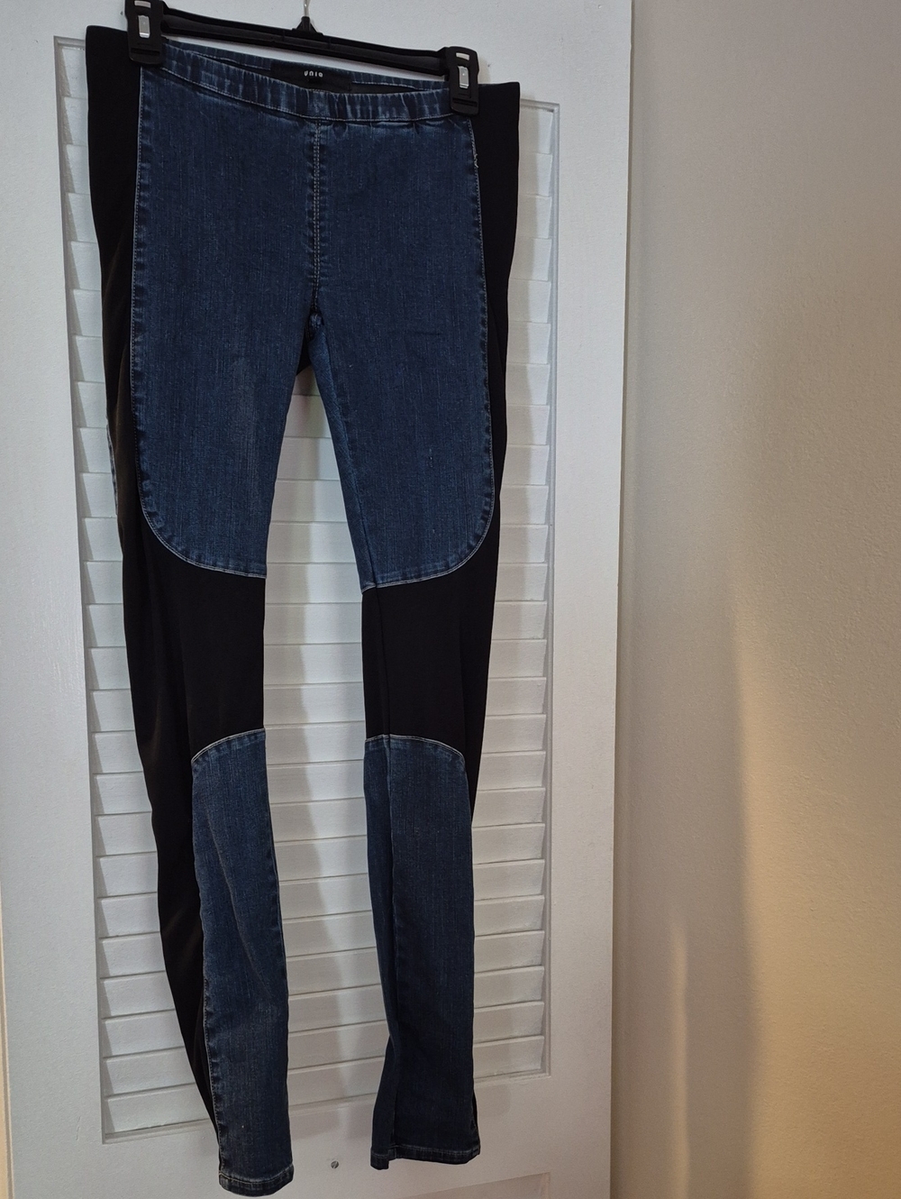 Dark Denim and Black Ponte Jeans-Jeggings
